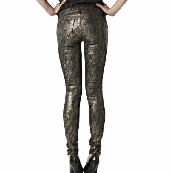 J. Brand Golden Snake Coated Leggings Jeans