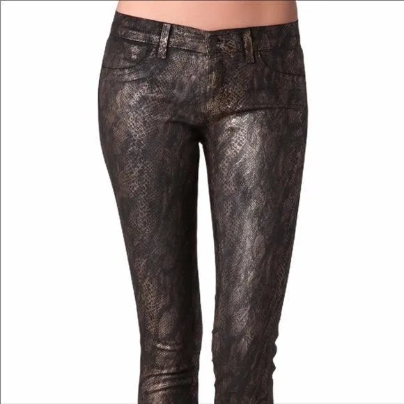 J. Brand Golden Snake Coated Leggings Jeans