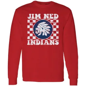 Jim Ned Indians - Checkered Long Sleeve T-Shirt