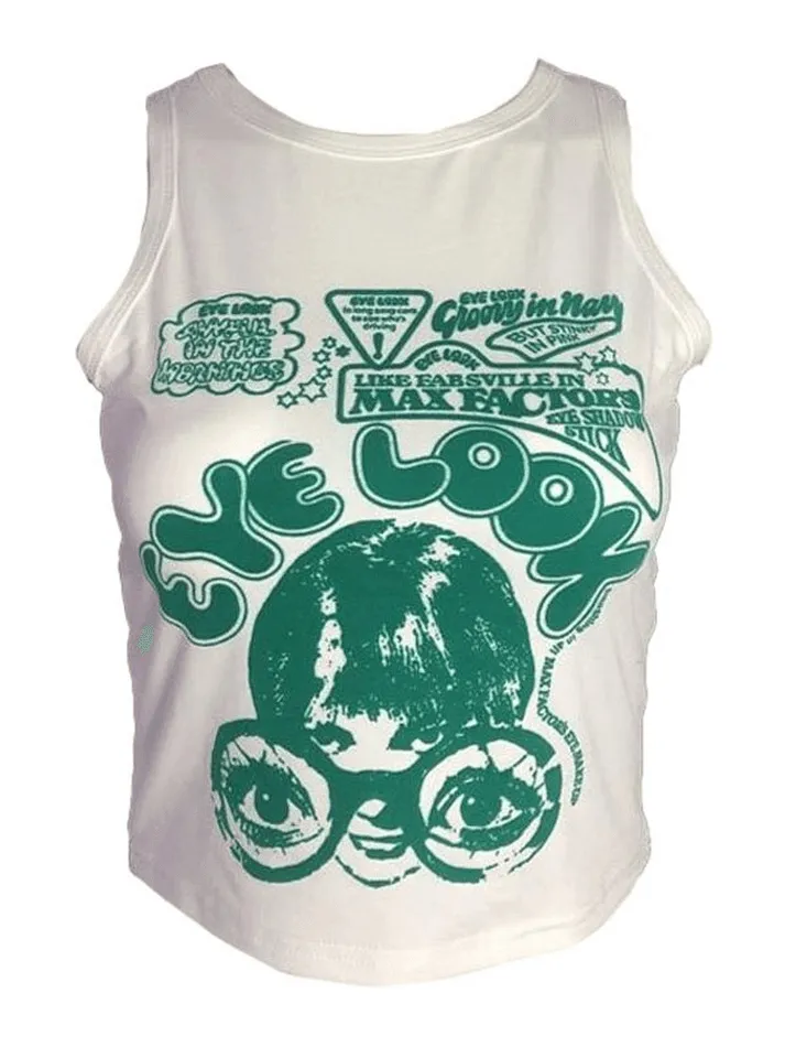 Joskaa Eye Look Graphic Crop Tank Top