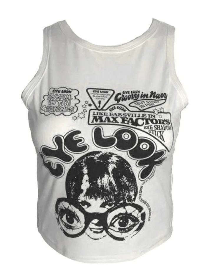 Joskaa Eye Look Graphic Crop Tank Top