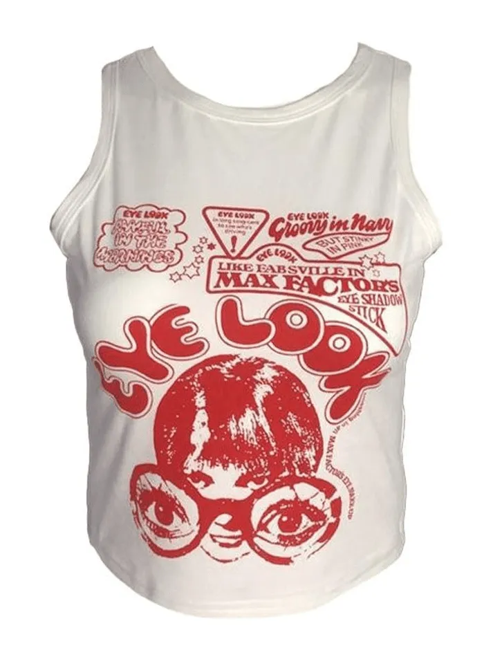 Joskaa Eye Look Graphic Crop Tank Top