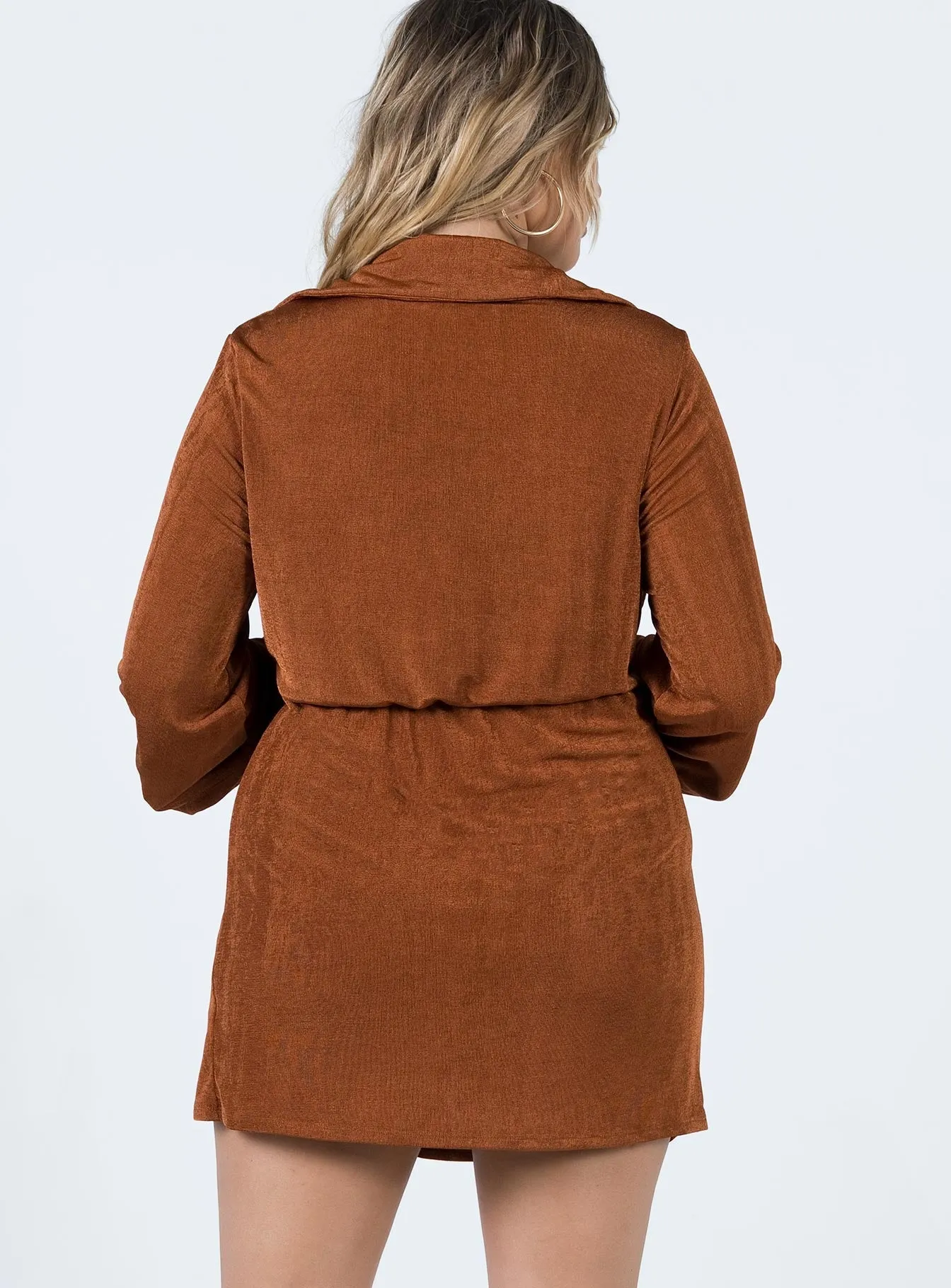 Karley Wrap Mini Dress Brown