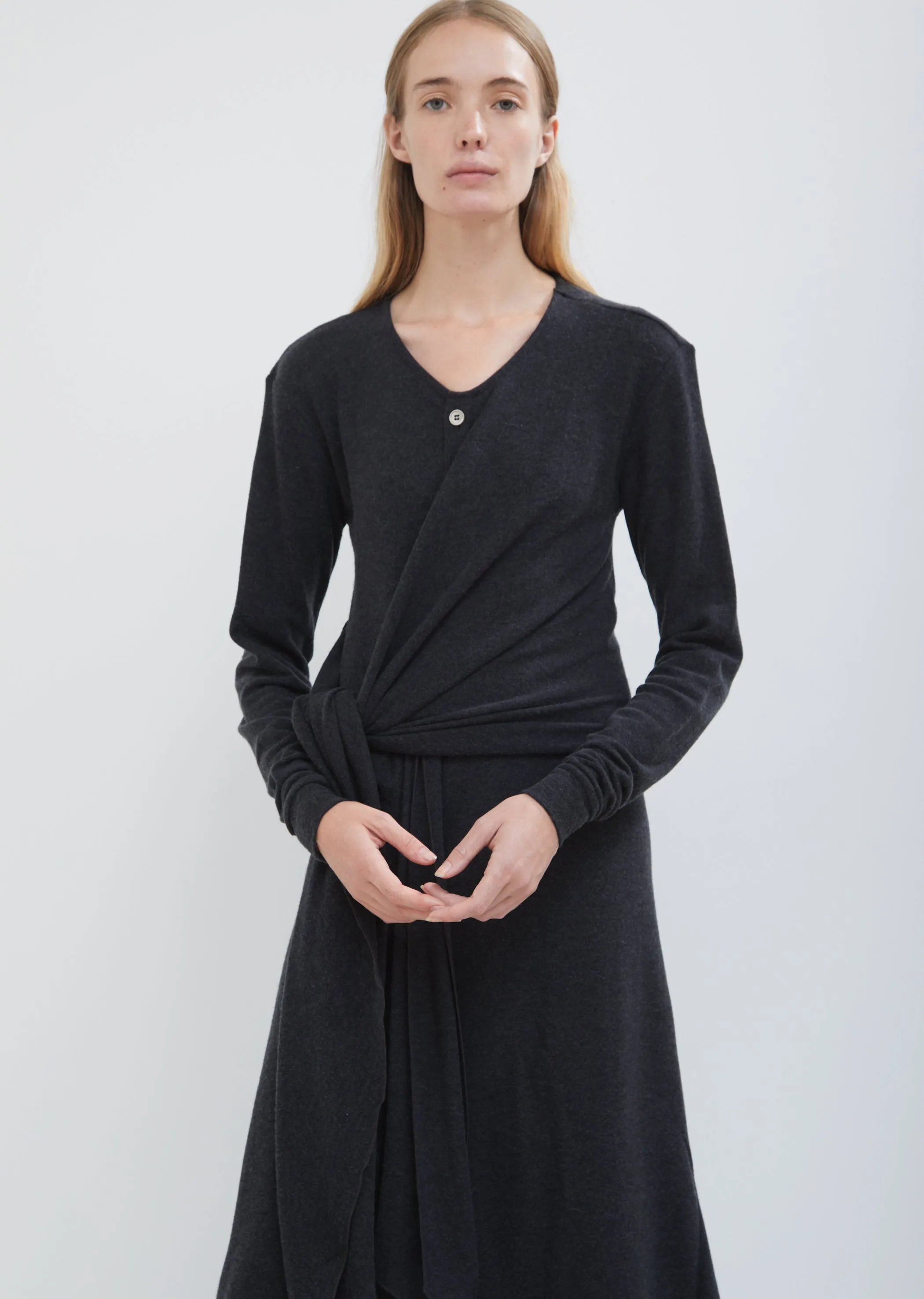 Knotted Wool Wrap Dress