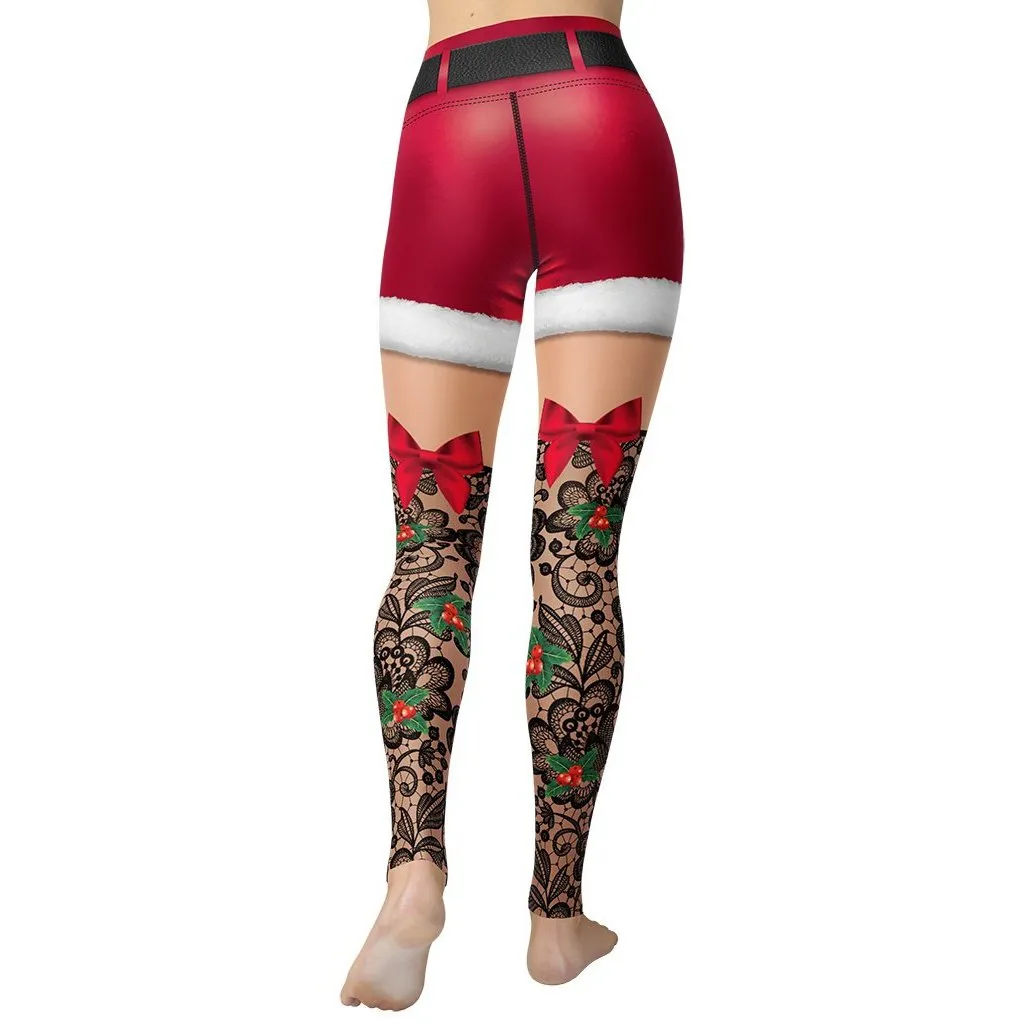 Lace Christmas Yoga Leggings