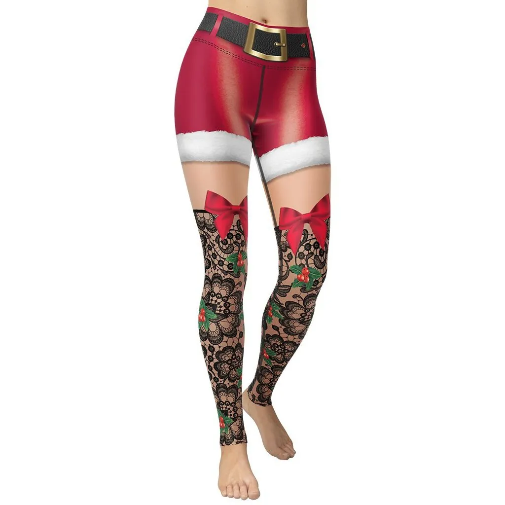 Lace Christmas Yoga Leggings