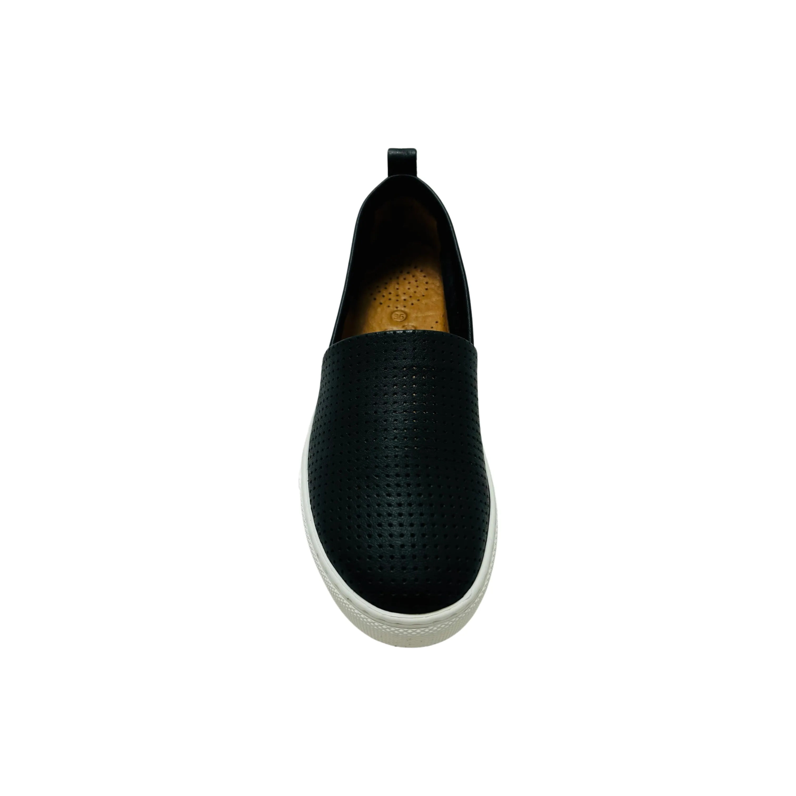 Lila Black Leather Slip on