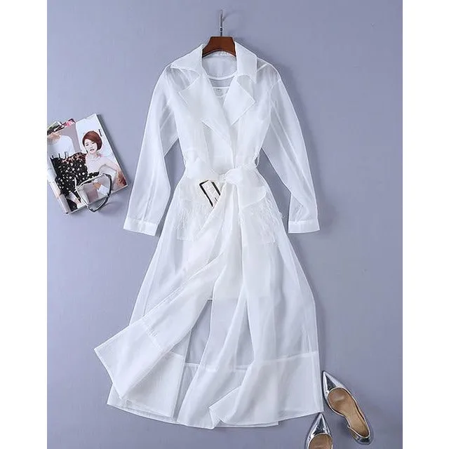 Long Sleeve Feather Jacket Wrap Dress