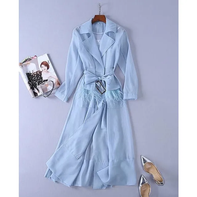 Long Sleeve Feather Jacket Wrap Dress