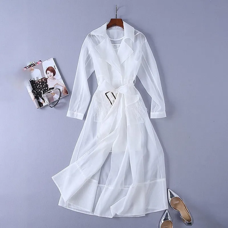 Long Sleeve Feather Jacket Wrap Dress