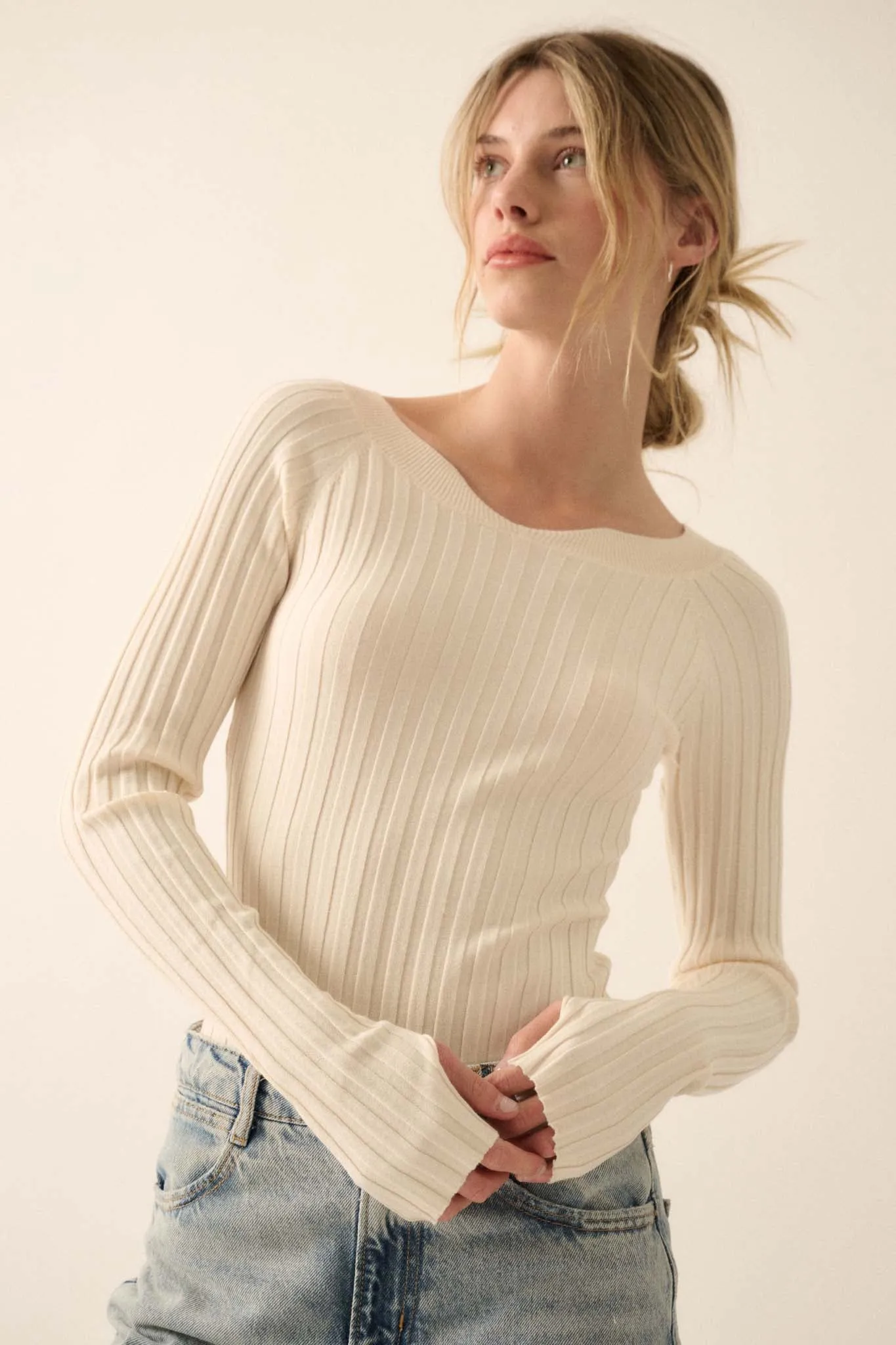 Love Your Life Ribbed Knit Boatneck Bodysuit