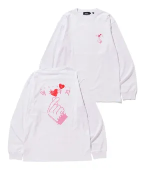 L/S TEE FINGER HEART WHITE