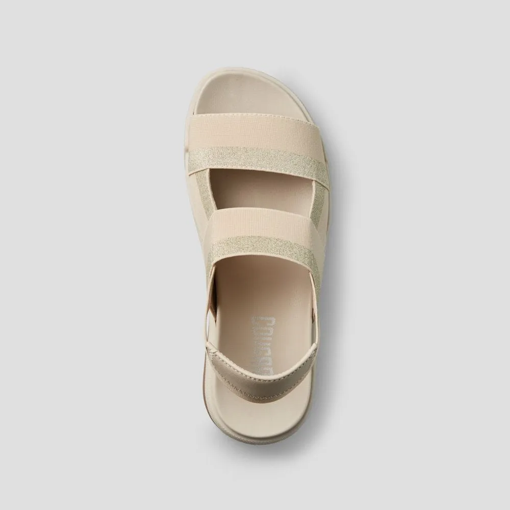 Lucia-Oyster & Gold Elastic Sandal