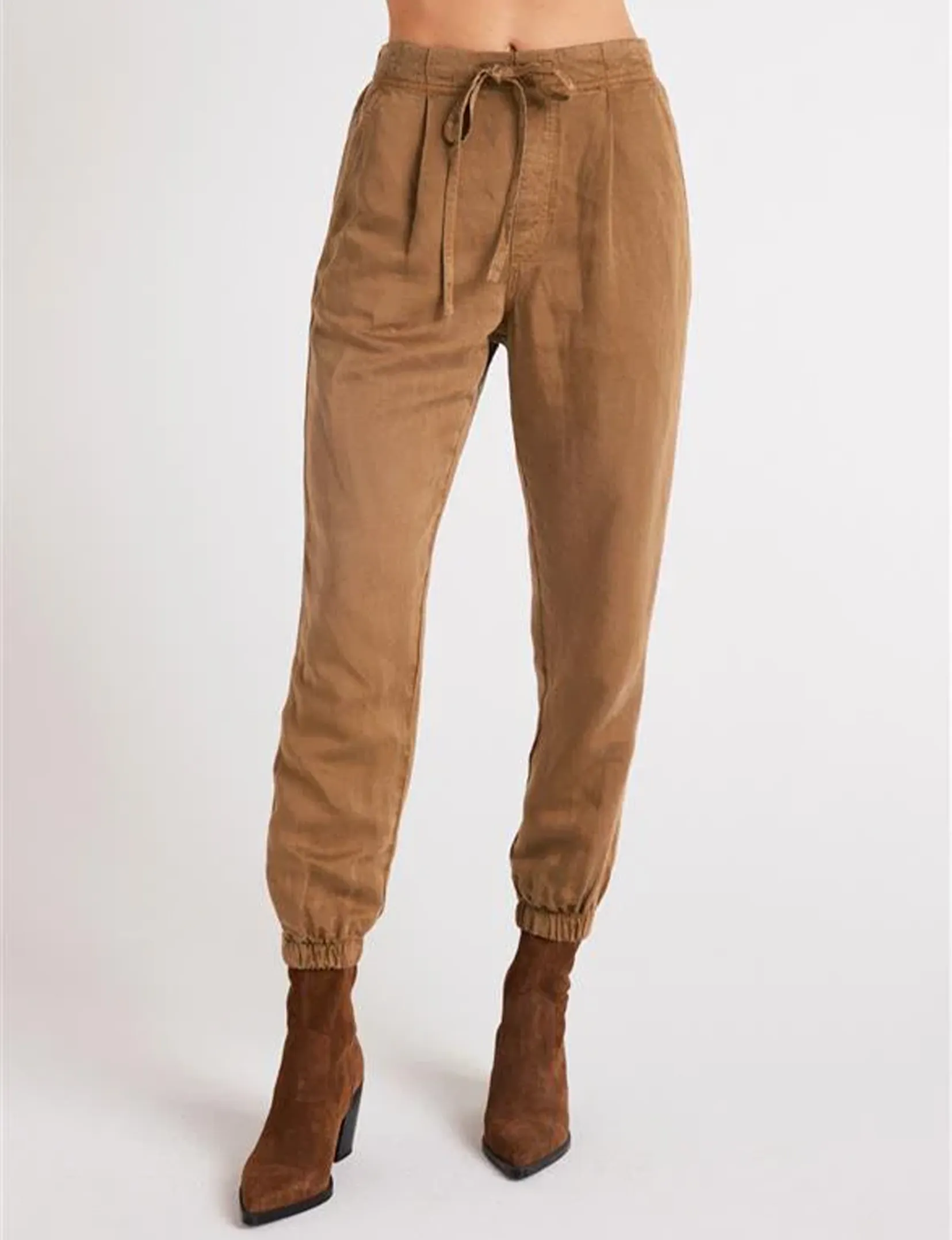 Luna Pleat Front Jogger, Topaz Brown