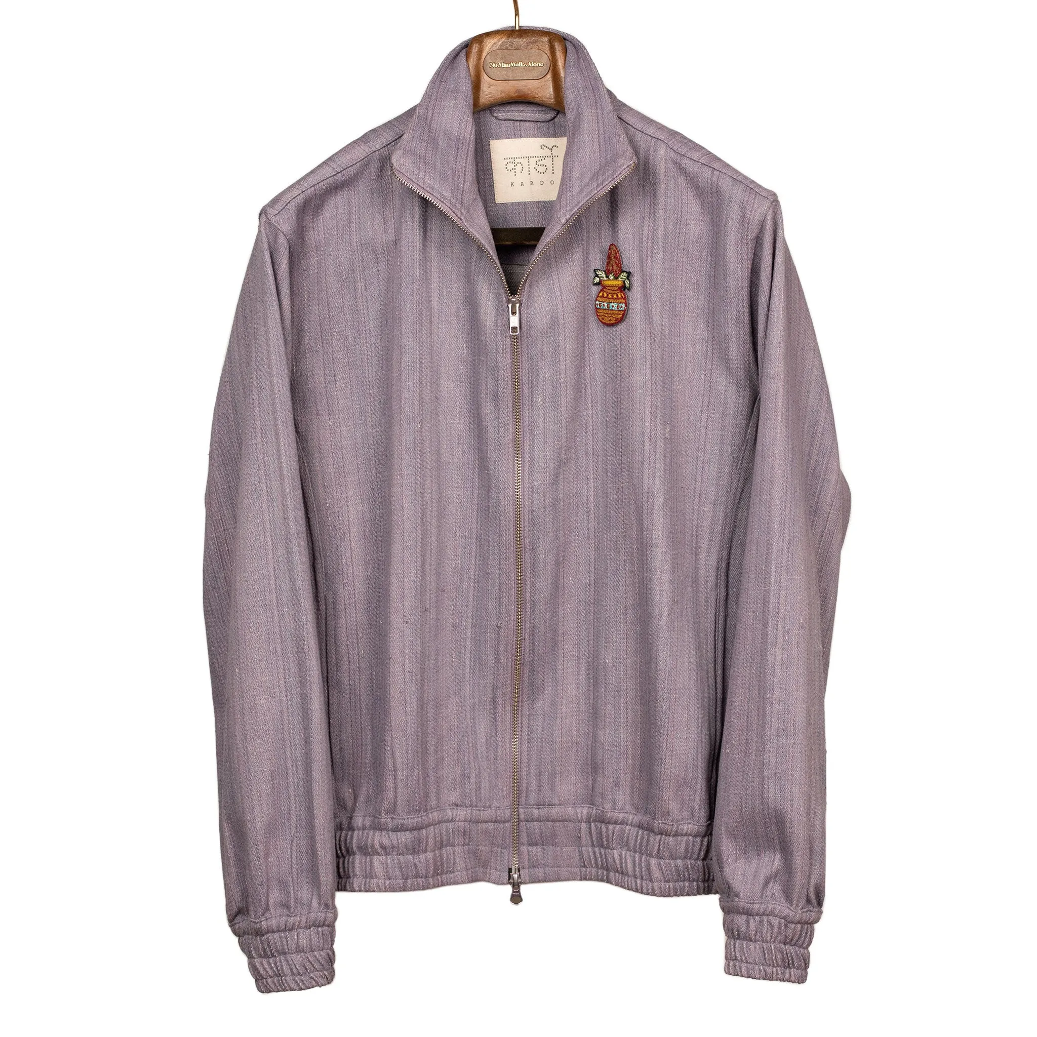 Mack track jacket in lavender handloomed khadi denim