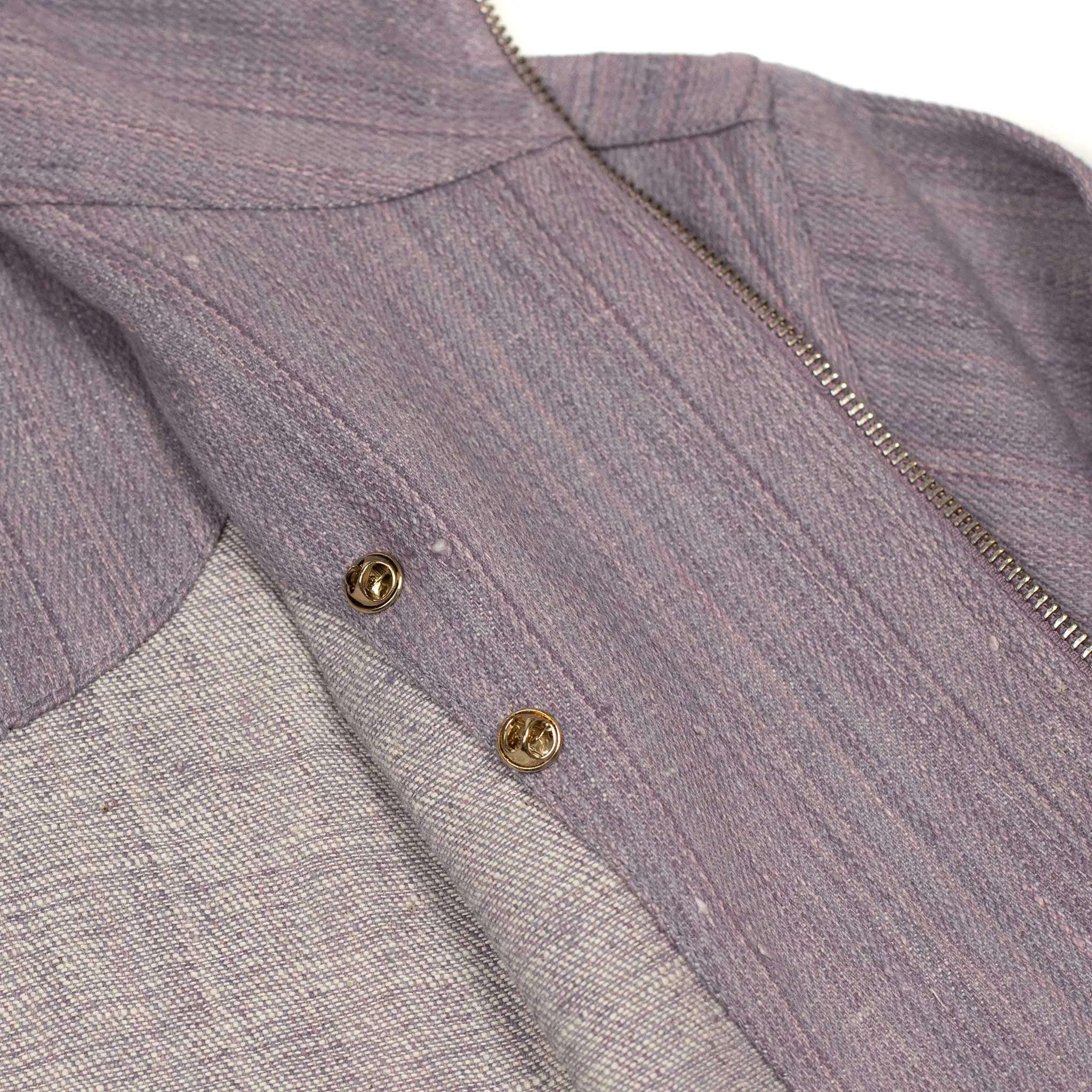 Mack track jacket in lavender handloomed khadi denim