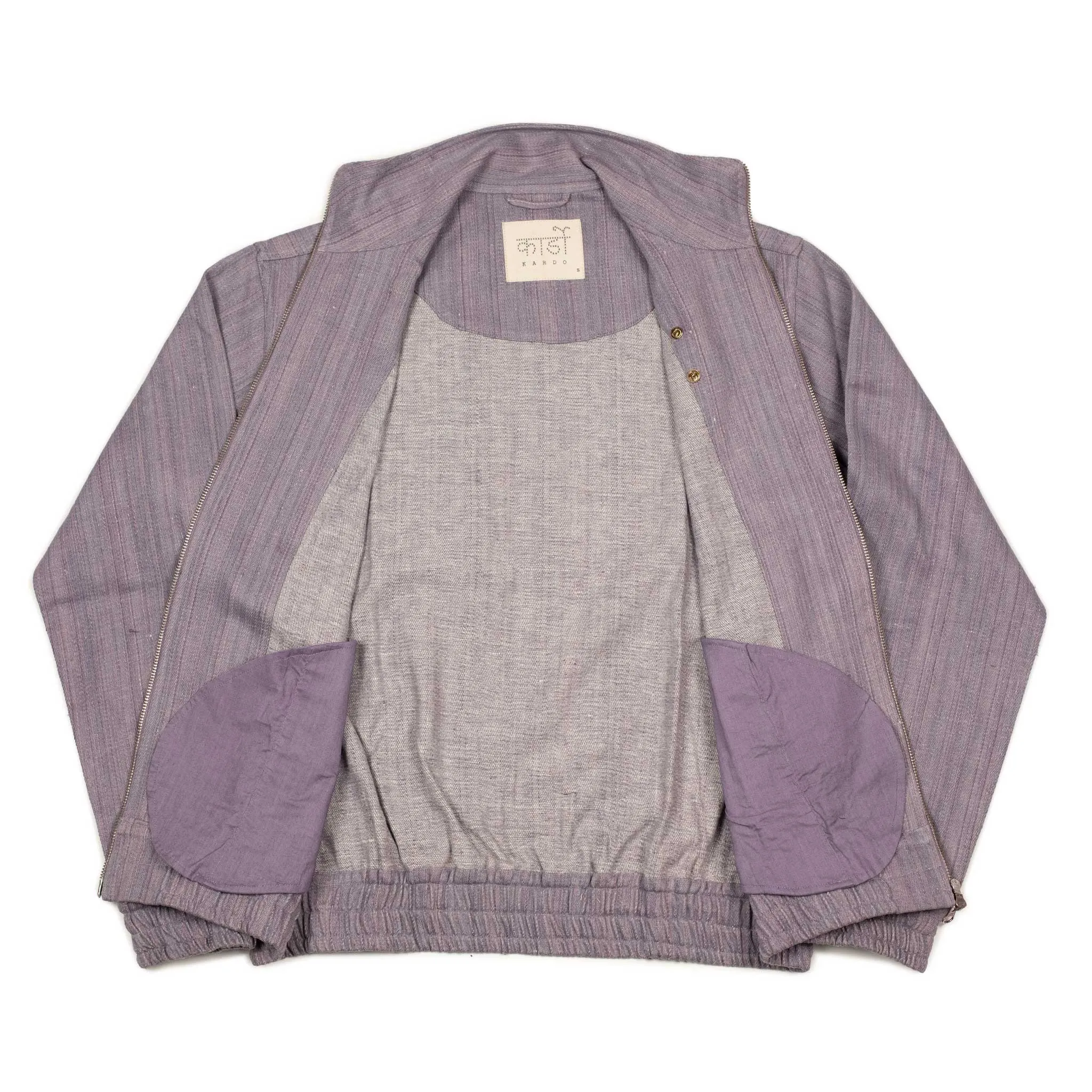 Mack track jacket in lavender handloomed khadi denim