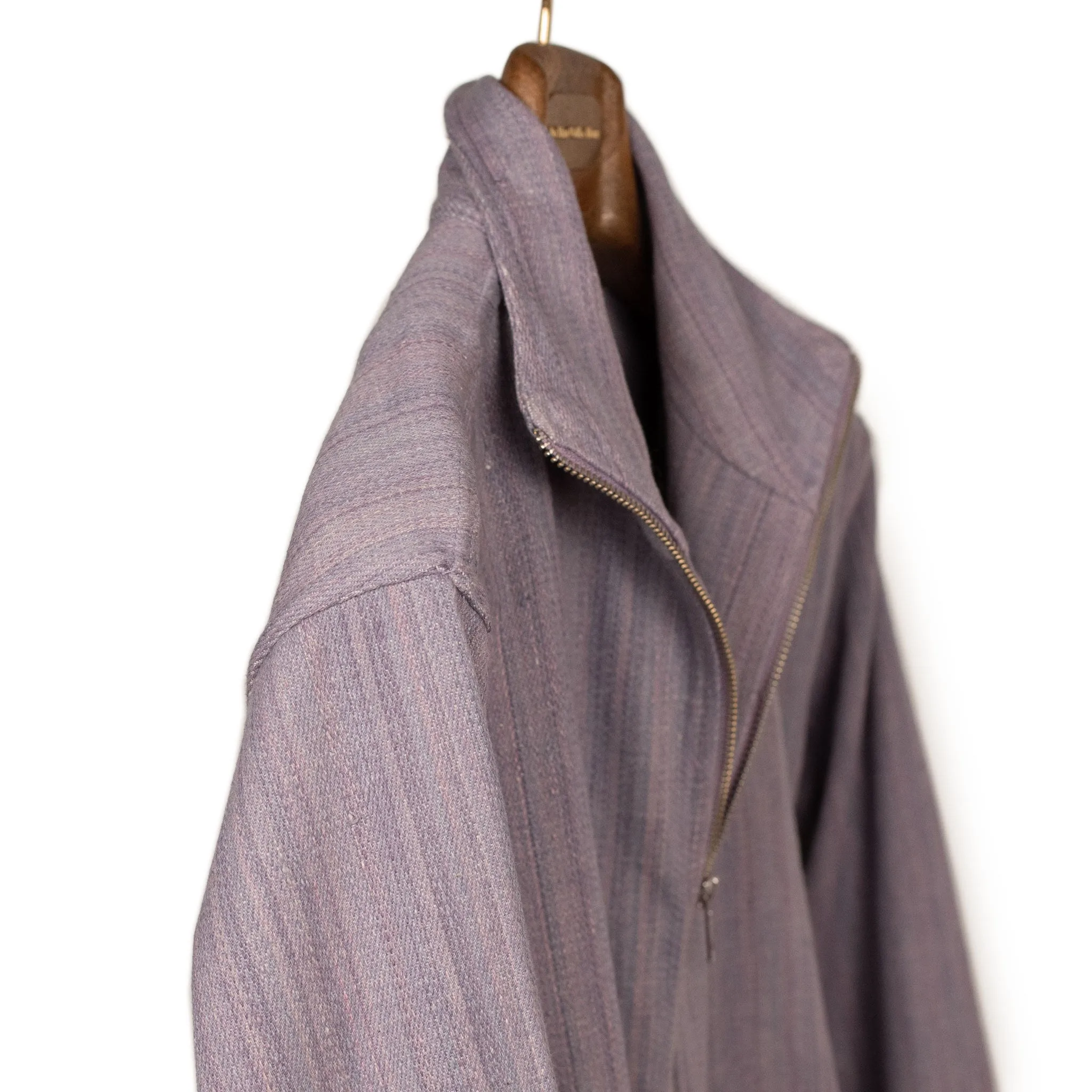 Mack track jacket in lavender handloomed khadi denim