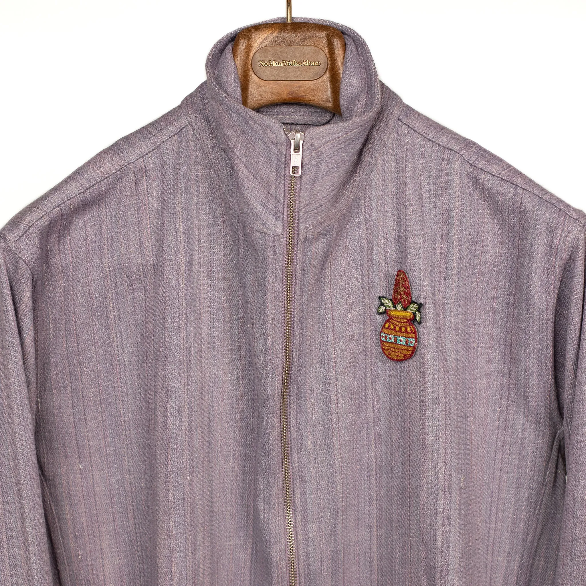 Mack track jacket in lavender handloomed khadi denim