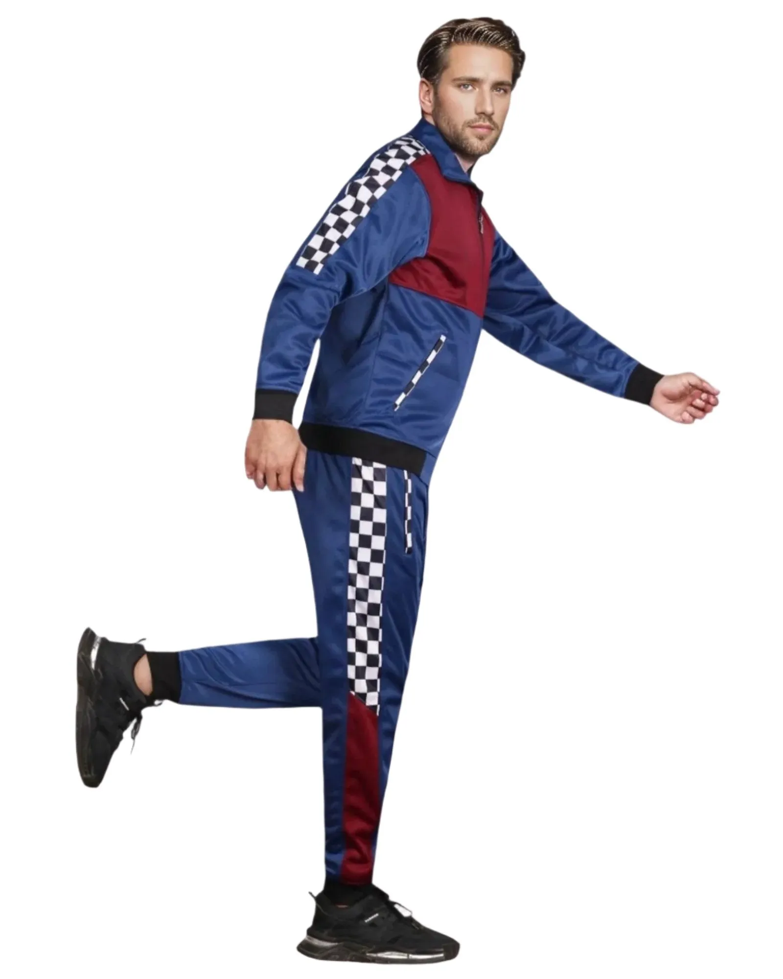 Men’s 2 piece Checker box Jogger style Jogging Suit Track Jacket & Track pants Matching Suit