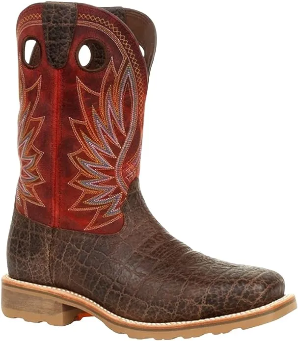 Men's Durango Maverick Pro Safari Elephant & Crimson WP, PR, SR Pull On Steel Toe Western Work Boot