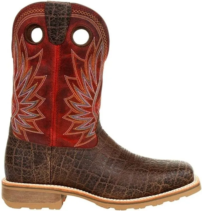 Men's Durango Maverick Pro Safari Elephant & Crimson WP, PR, SR Pull On Steel Toe Western Work Boot