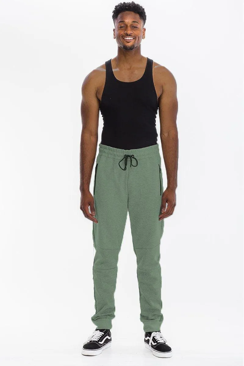 Mens Light Green Heathered Sweat Pants Joggers