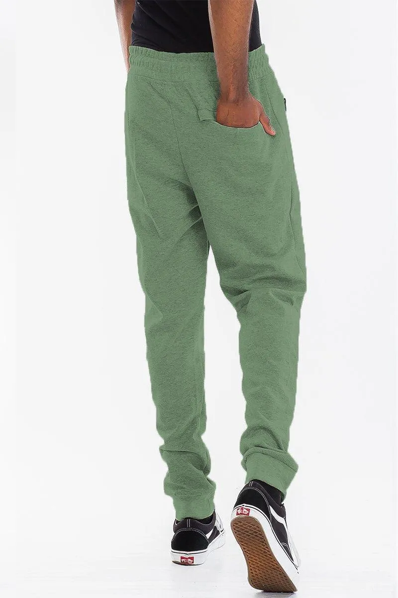 Mens Light Green Heathered Sweat Pants Joggers