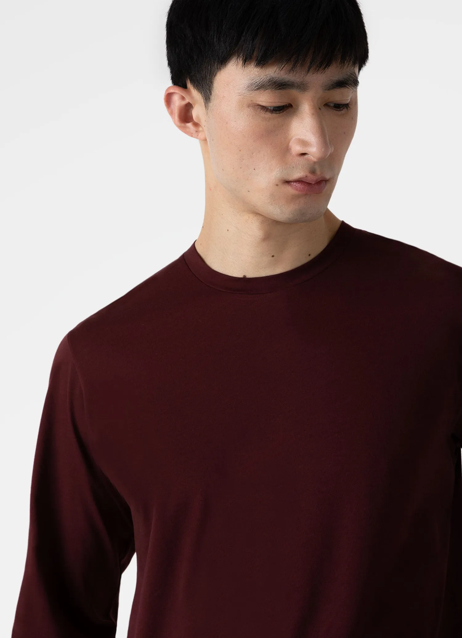 Men's Long Sleeve Riviera Midweight T-shirt in Maroon