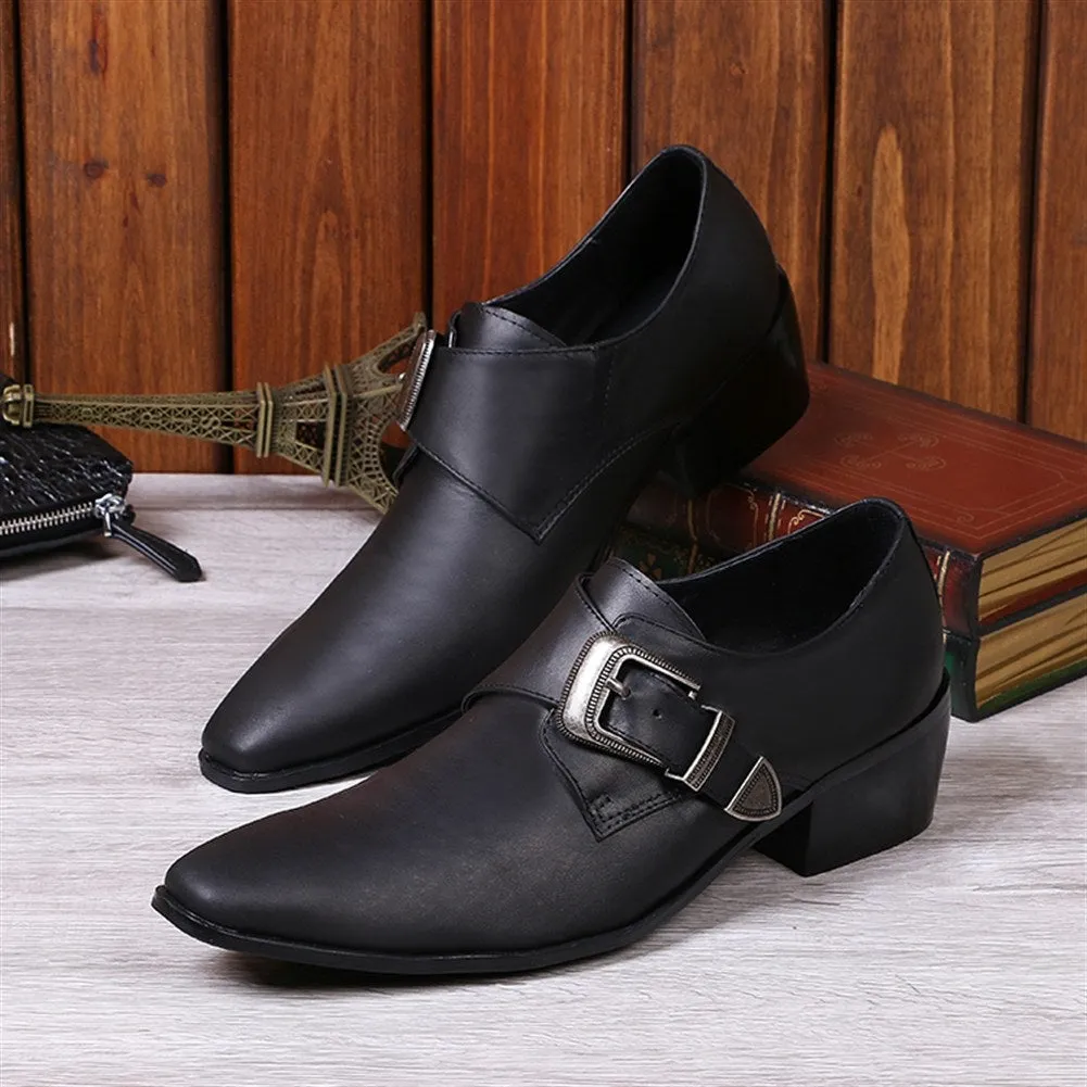 Mens Low Top Slip on Monk Strap Pointed Oxfords