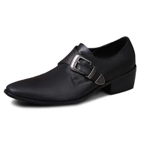 Mens Low Top Slip on Monk Strap Pointed Oxfords