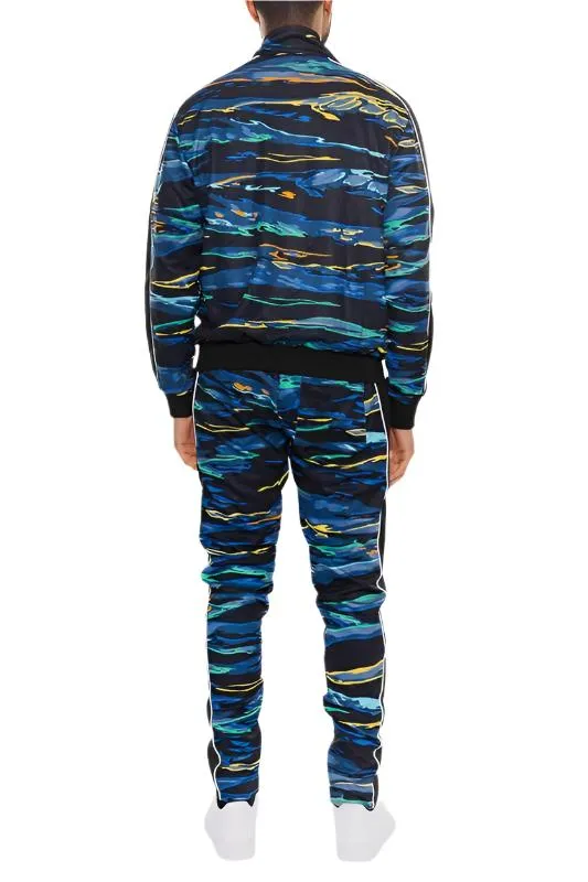 Mens Print Full Zip Track Suit Set