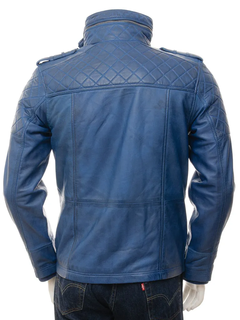 Men's Vintage Blue Leather Jacket MG08