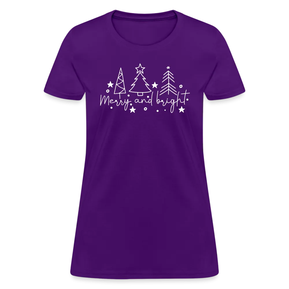 Merry and Bright (Christmas) Women's Contoured T-Shirt