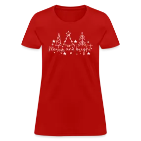 Merry and Bright (Christmas) Women's Contoured T-Shirt