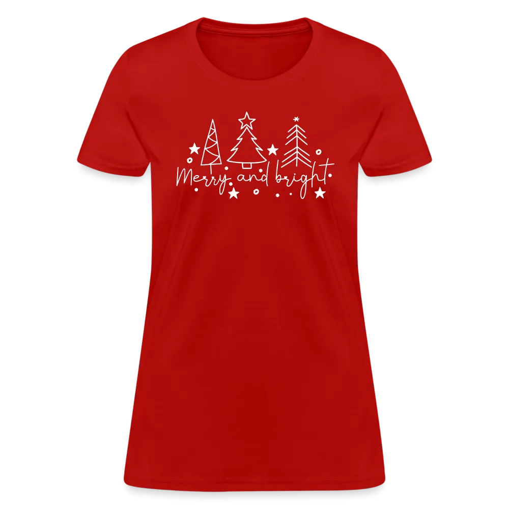 Merry and Bright (Christmas) Women's Contoured T-Shirt