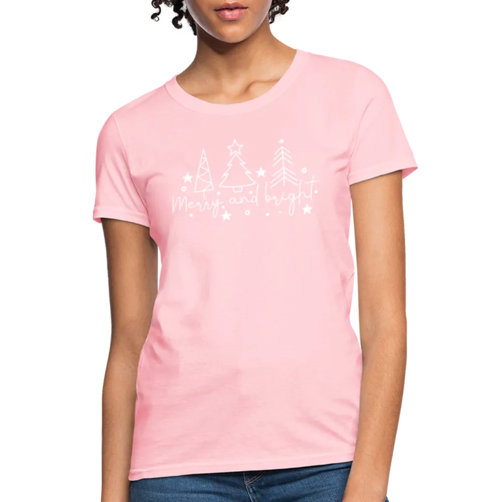 Merry and Bright (Christmas) Women's Contoured T-Shirt