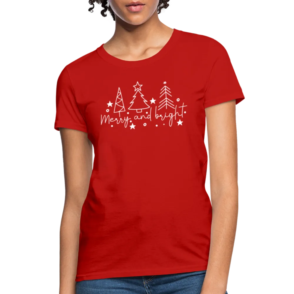 Merry and Bright (Christmas) Women's Contoured T-Shirt