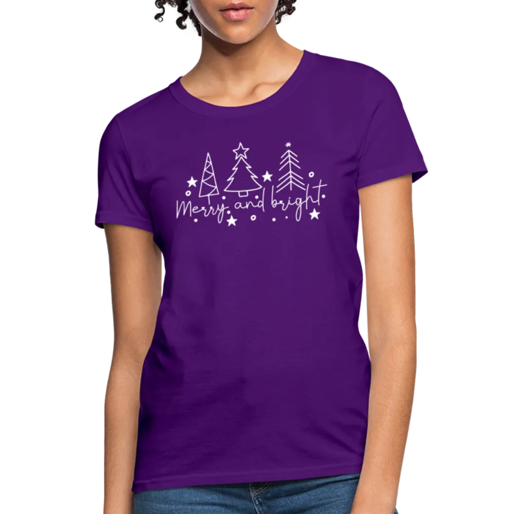 Merry and Bright (Christmas) Women's Contoured T-Shirt