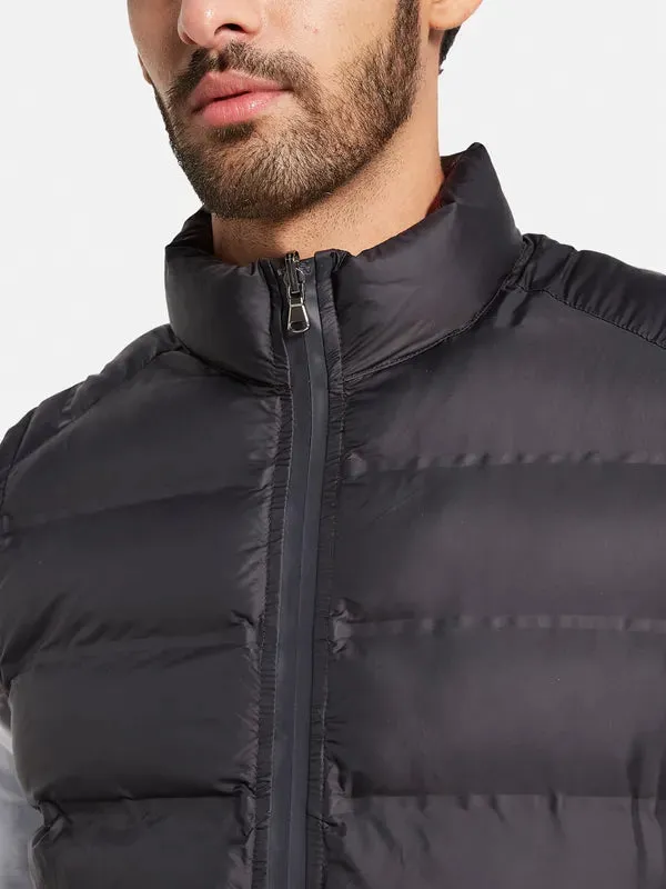 Mettle Men Black Reversible Longline Quilted Jacket