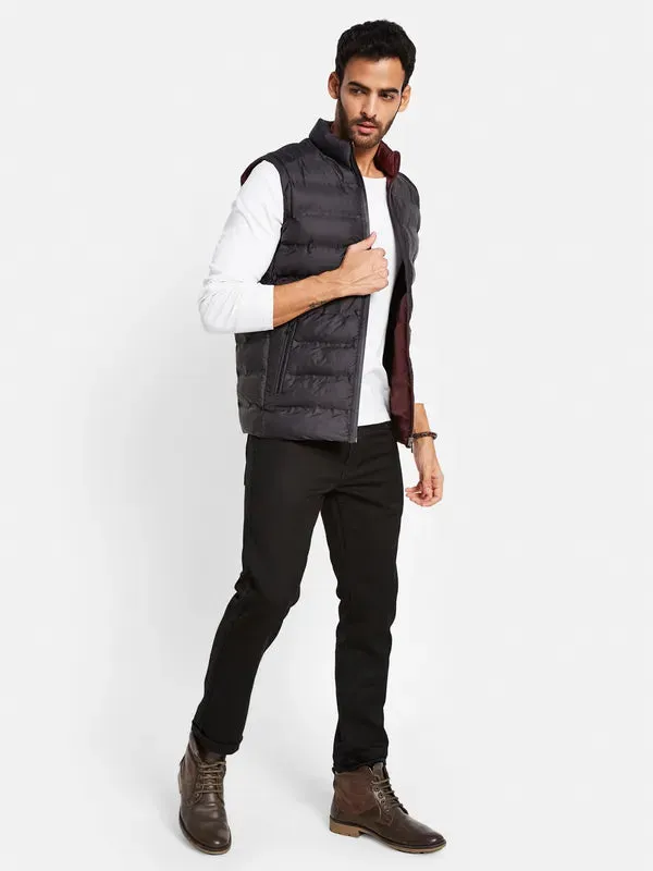 Mettle Men Black Reversible Longline Quilted Jacket