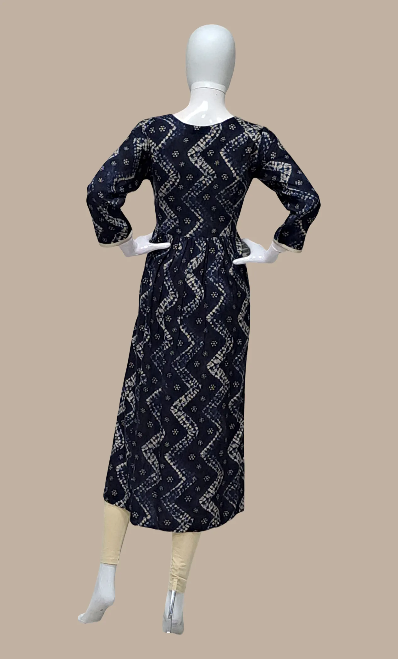 Midnight Blue Printed Kurti Top