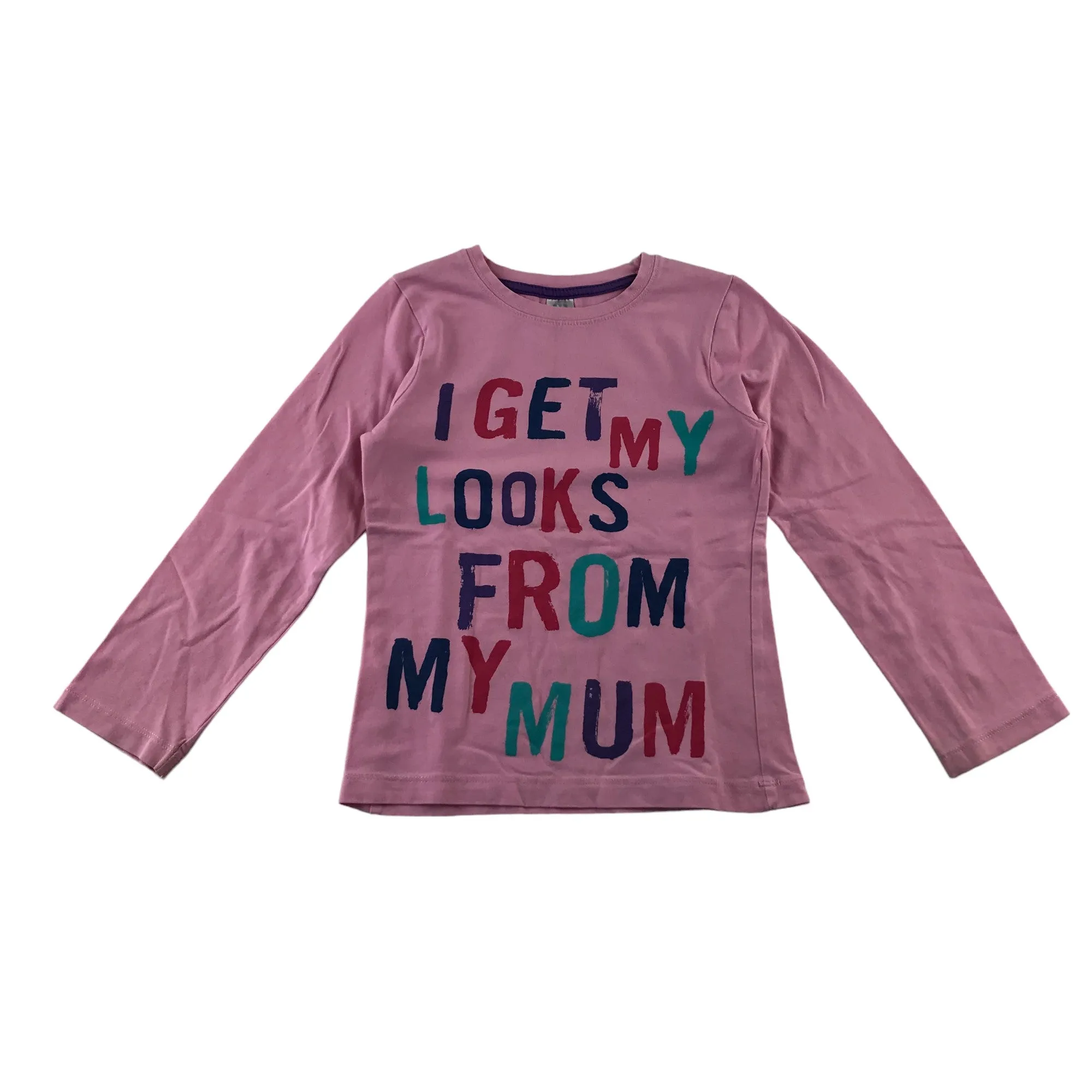 Miniclub t-shirt 5-6 years pink text print long sleeve