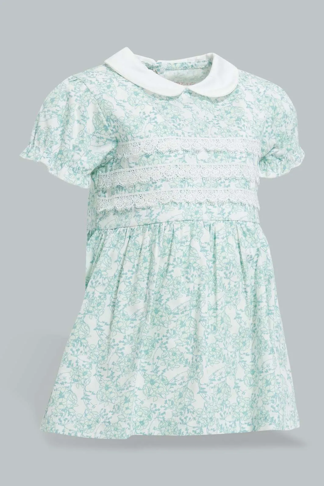 Mint Embellished Dress For Babies