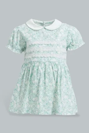 Mint Embellished Dress For Babies