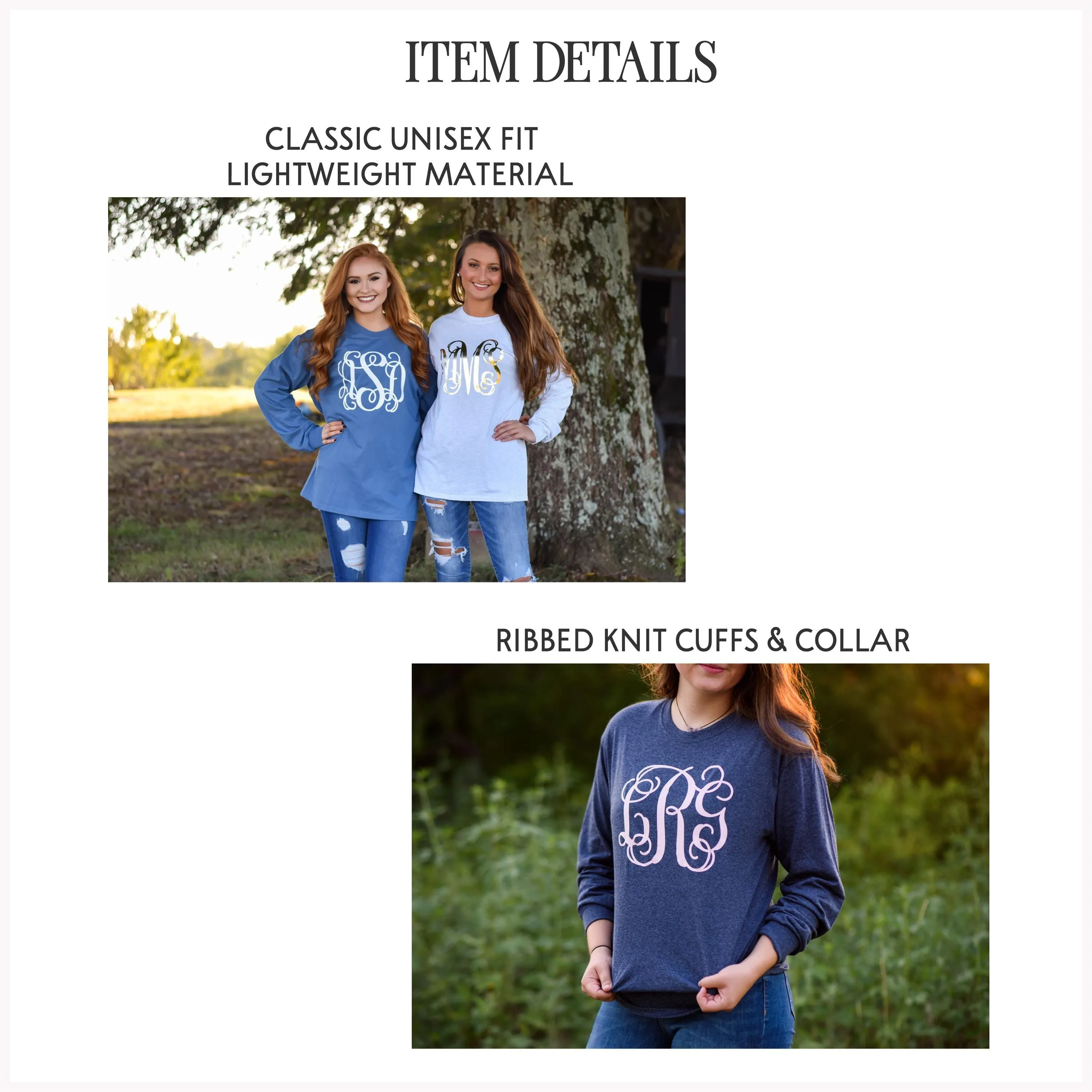 Monogrammed Long Sleeve T Shirt for Women