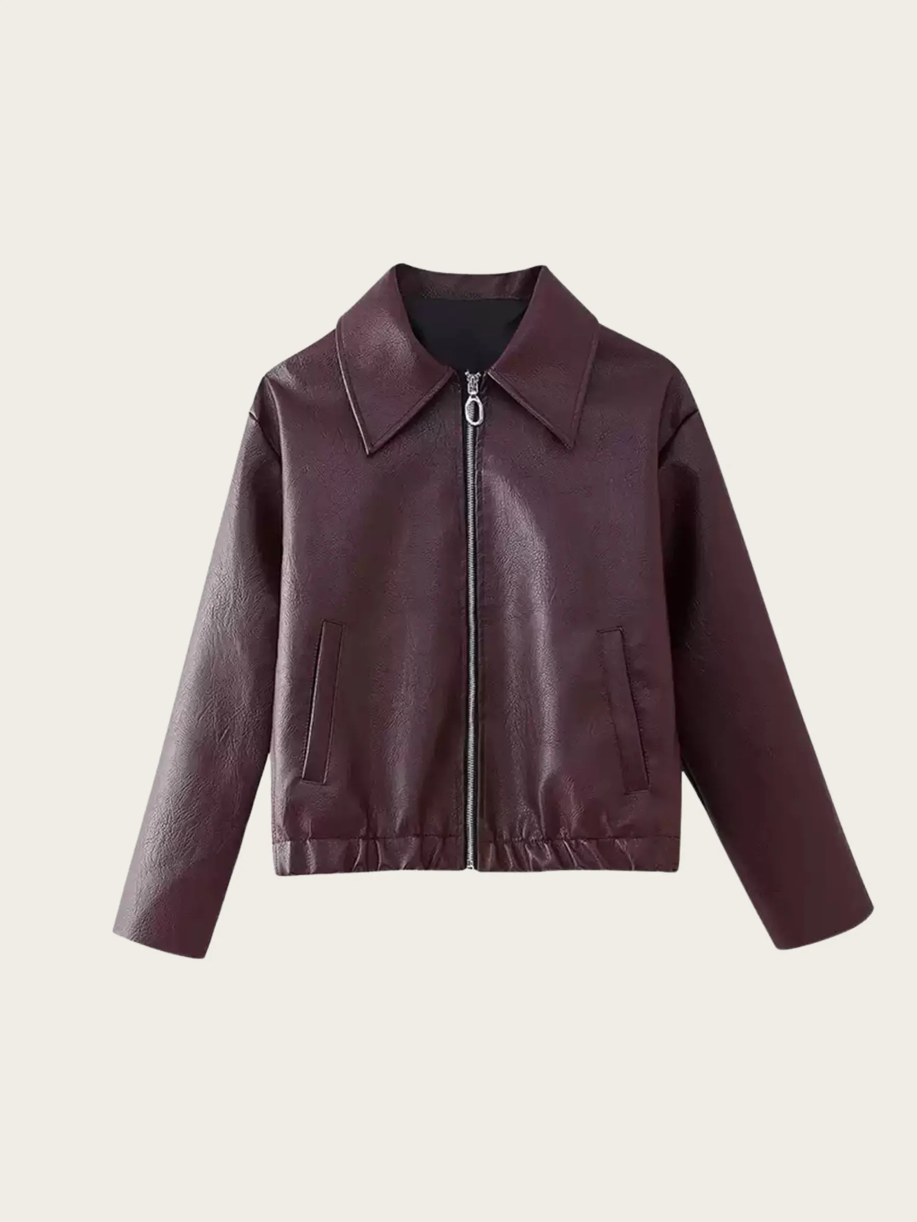 Muriel Faux Leather Zip-Up Jacket