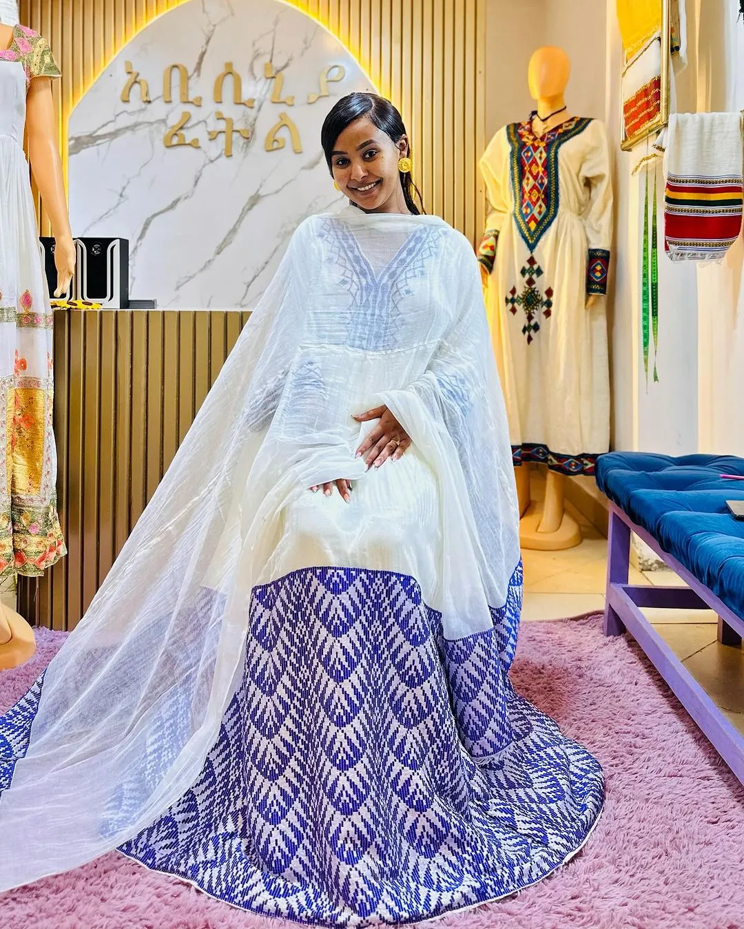 Mystic Blue Traditional Ethiopian Dress: Habesha Dress Perfect for All Events and Celebrations