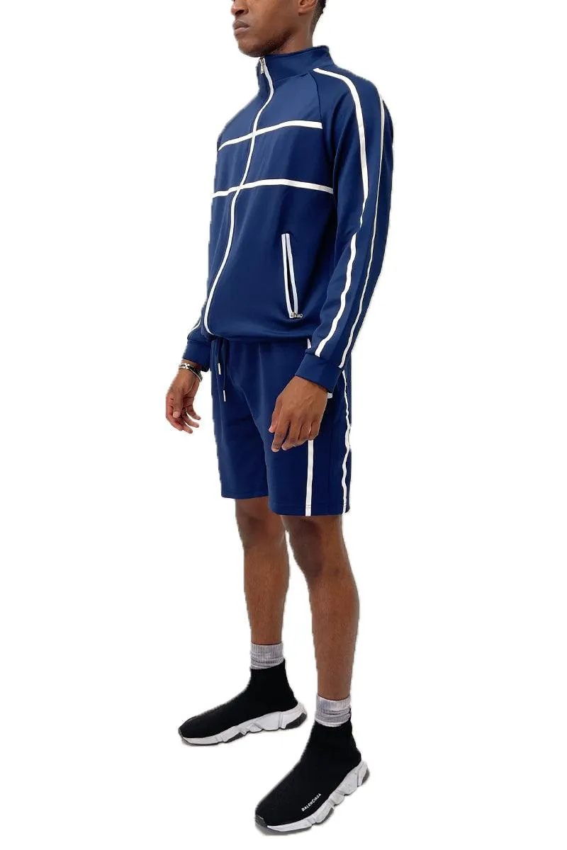 Navy Blue Jordan Track Jacket Short Set