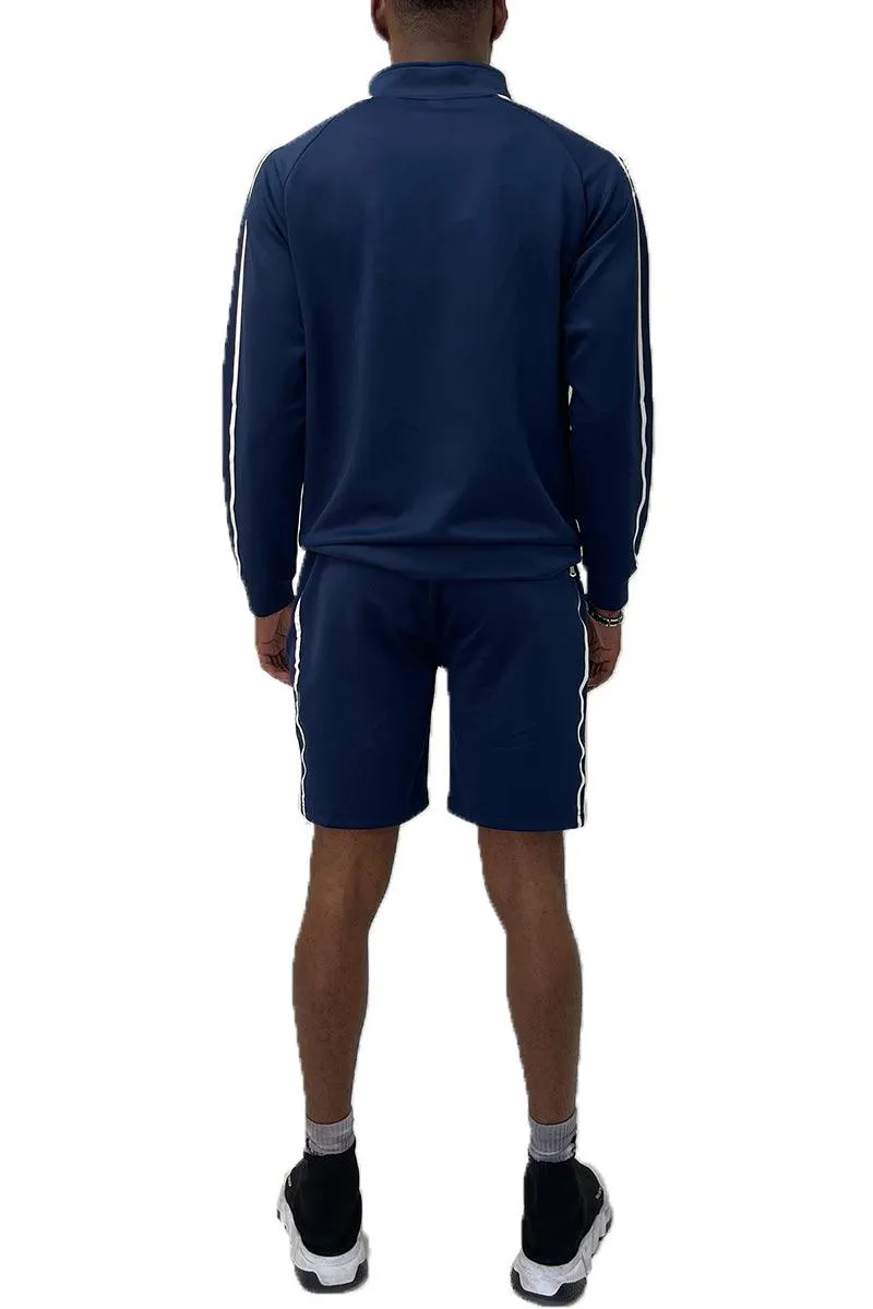 Navy Blue Jordan Track Jacket Short Set